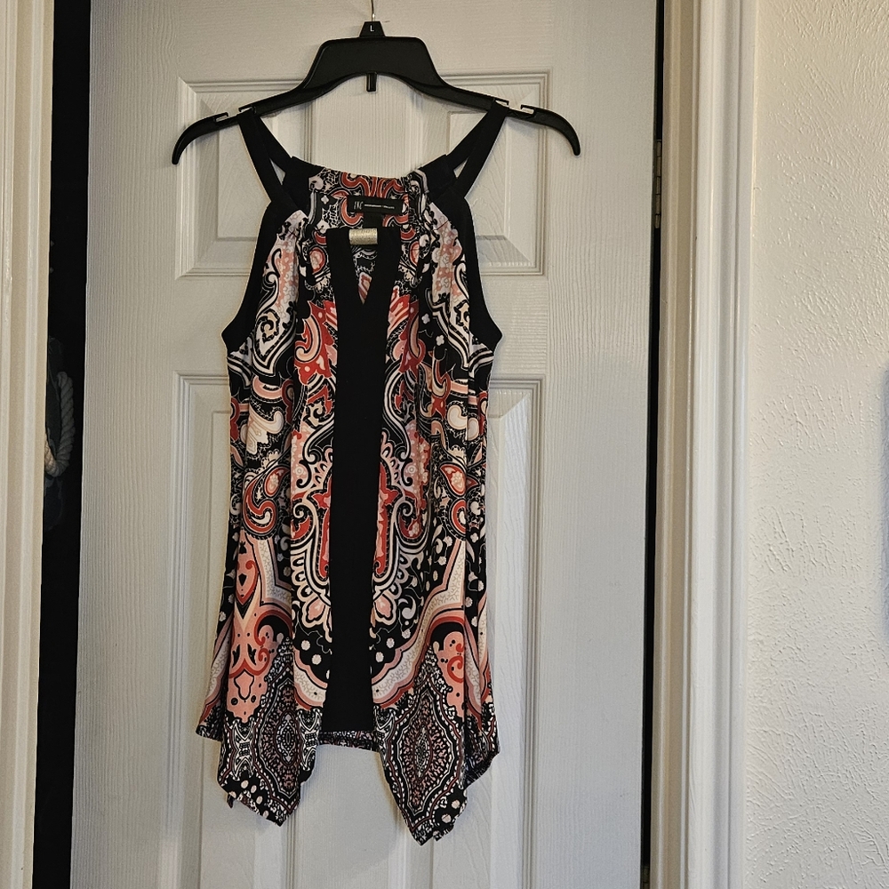 INC INTERNATIONAL CONCEPTS PINK, RED, BLACK & WHITE SLEEVELESS TOP